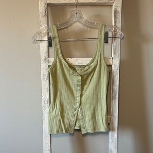 Free People Pistachio Button-Front Tank Top